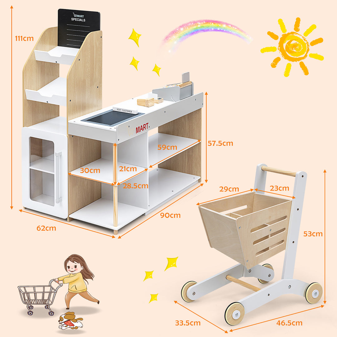 Grocery Store Playset Pretend Play Supermarket Shopping Set with Shopping Cart Image 3