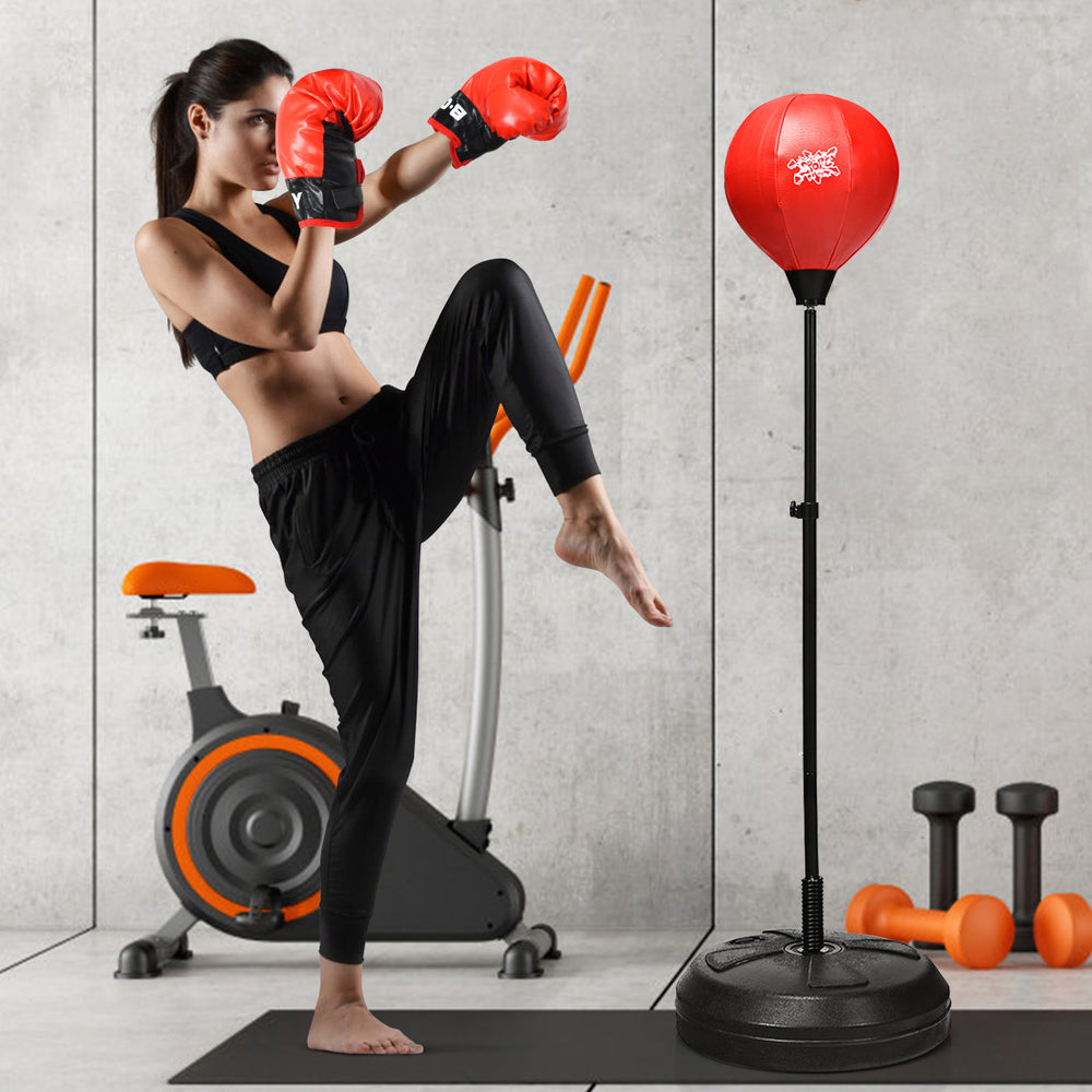 Boxing Punching Bag w/Height Adjustable Stand Boxing Gloves Image 2