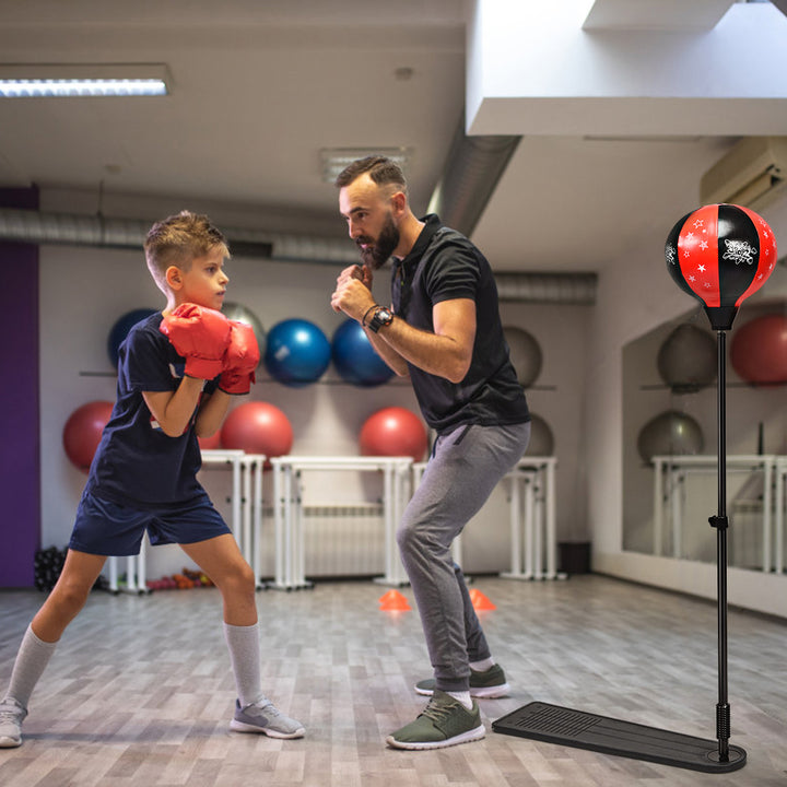 Kids Punching Bag w/Adjustable Stand Boxing Gloves Boxing Set Red Image 2