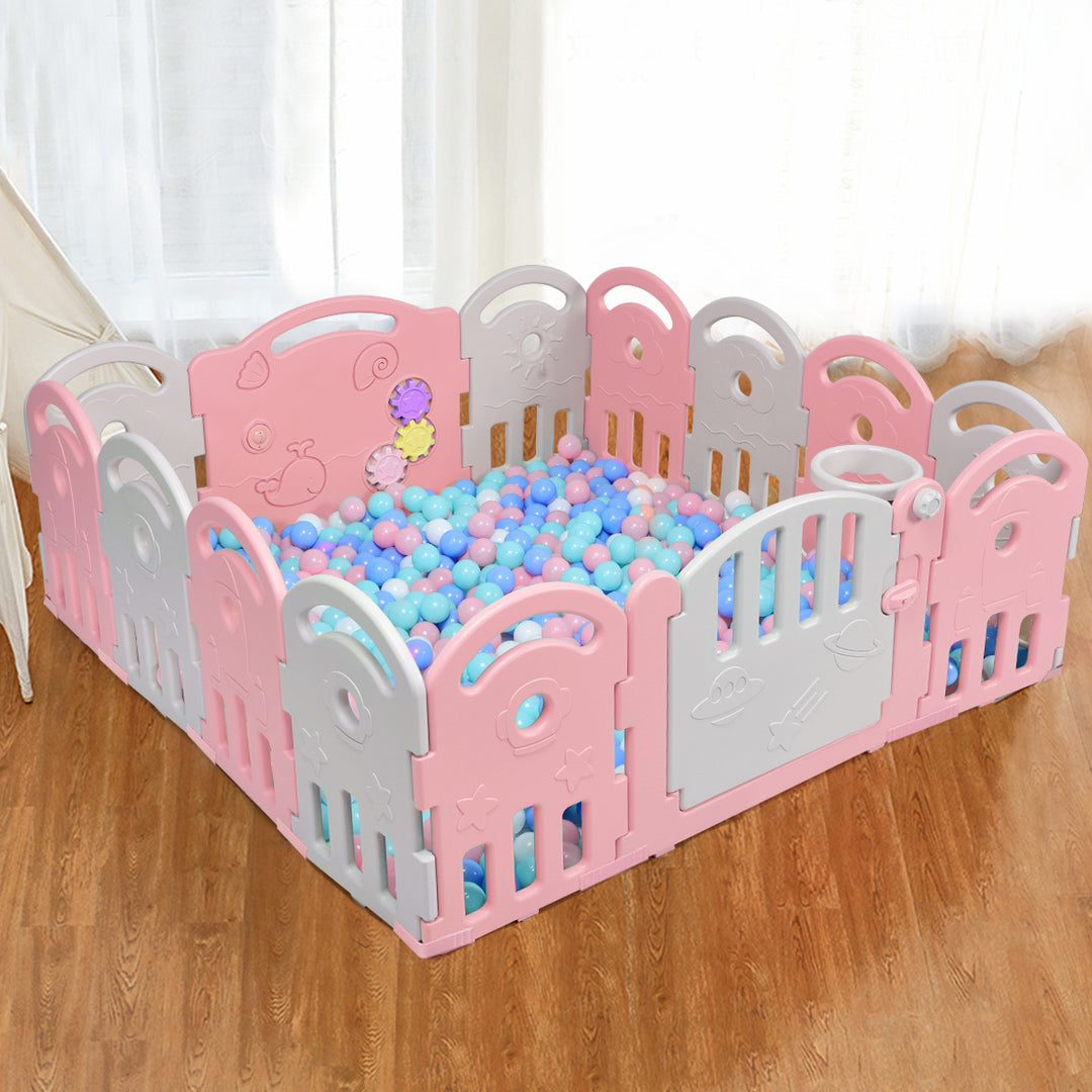 14-Panel Baby Playpen Kids Activity Center Playard w/Music Box Image 4