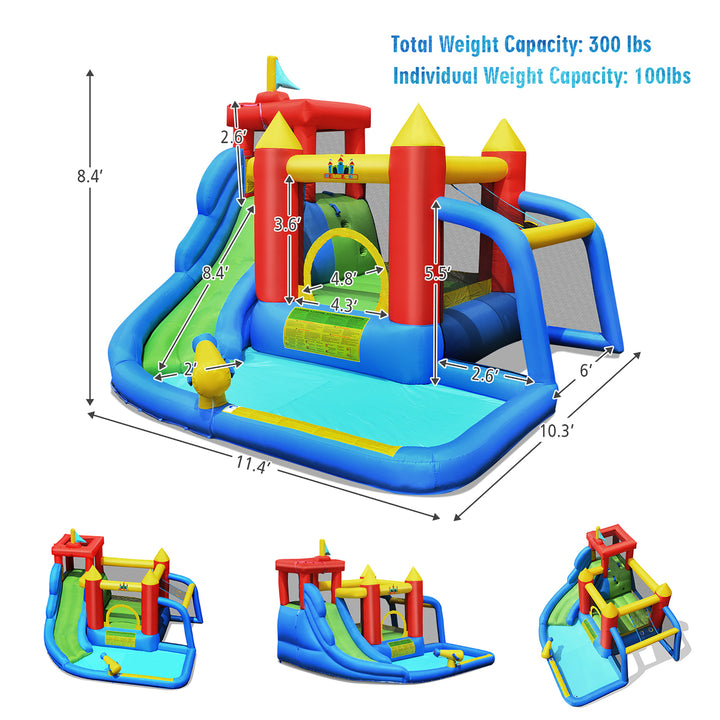 Inflatable Bouncer Water Slide Bounce House Splash Pool without Blower Image 2