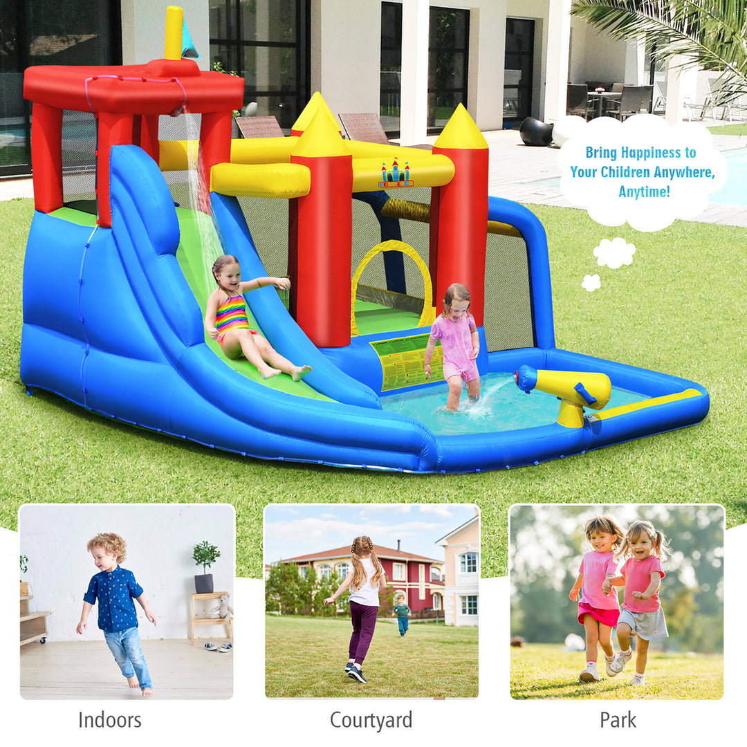 Inflatable Bouncer Water Slide Bounce House Splash Pool without Blower Image 4