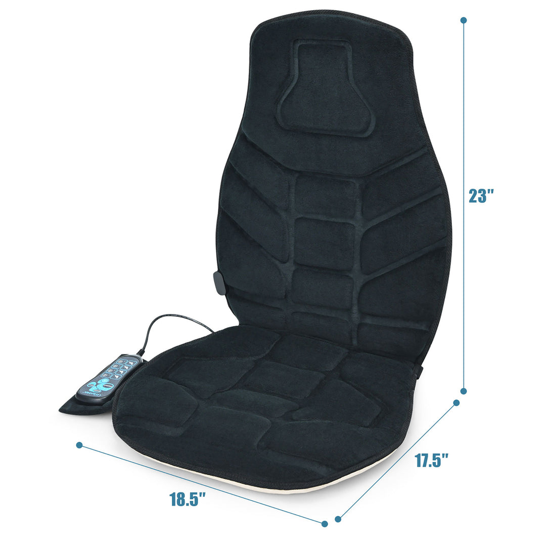 Massage Seat Cushion Back Massager w/ Heat and 6 Vibration Motors for Home Image 3