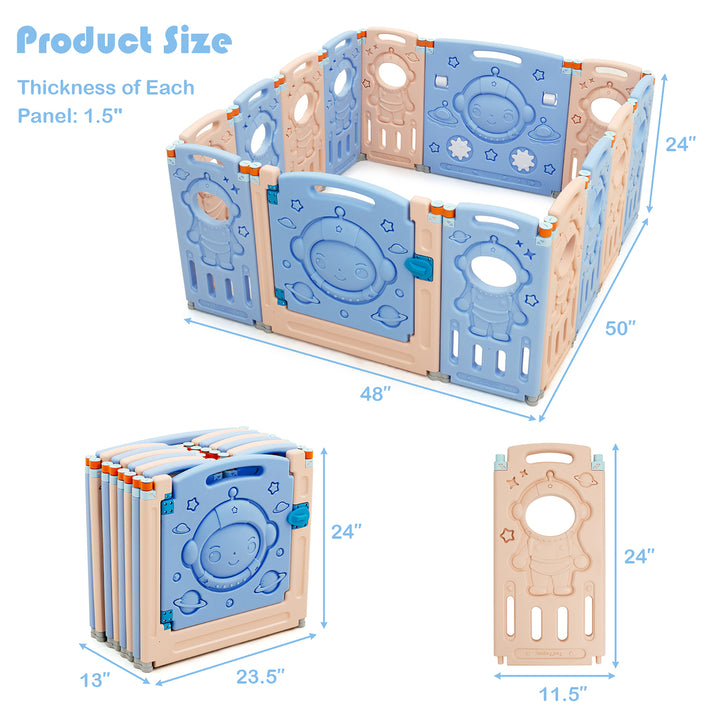 Babyjoy 14-Panel Foldable unisex Baby Playpen Kids Activity Center with Lockable Door Image 3