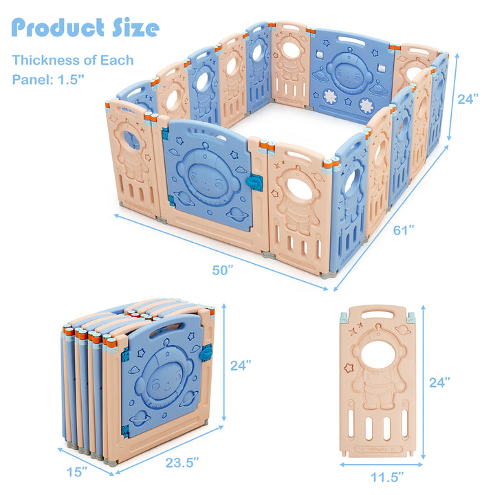 Babyjoy 16-Panel Foldable Baby Playpen Kids Activity Center w/ Lockable Door Image 3