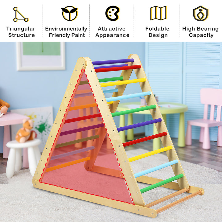 Foldable Wooden Climbing Triangle Indoor Climber w/Ladder for Baby Toddler Image 4