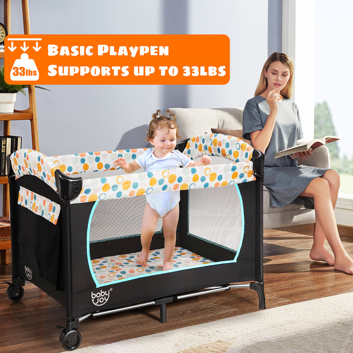 Babyjoy 4-in-1 Convertible Portable Baby Playard Newborn Napper w/ Changing Station Blue Image 3