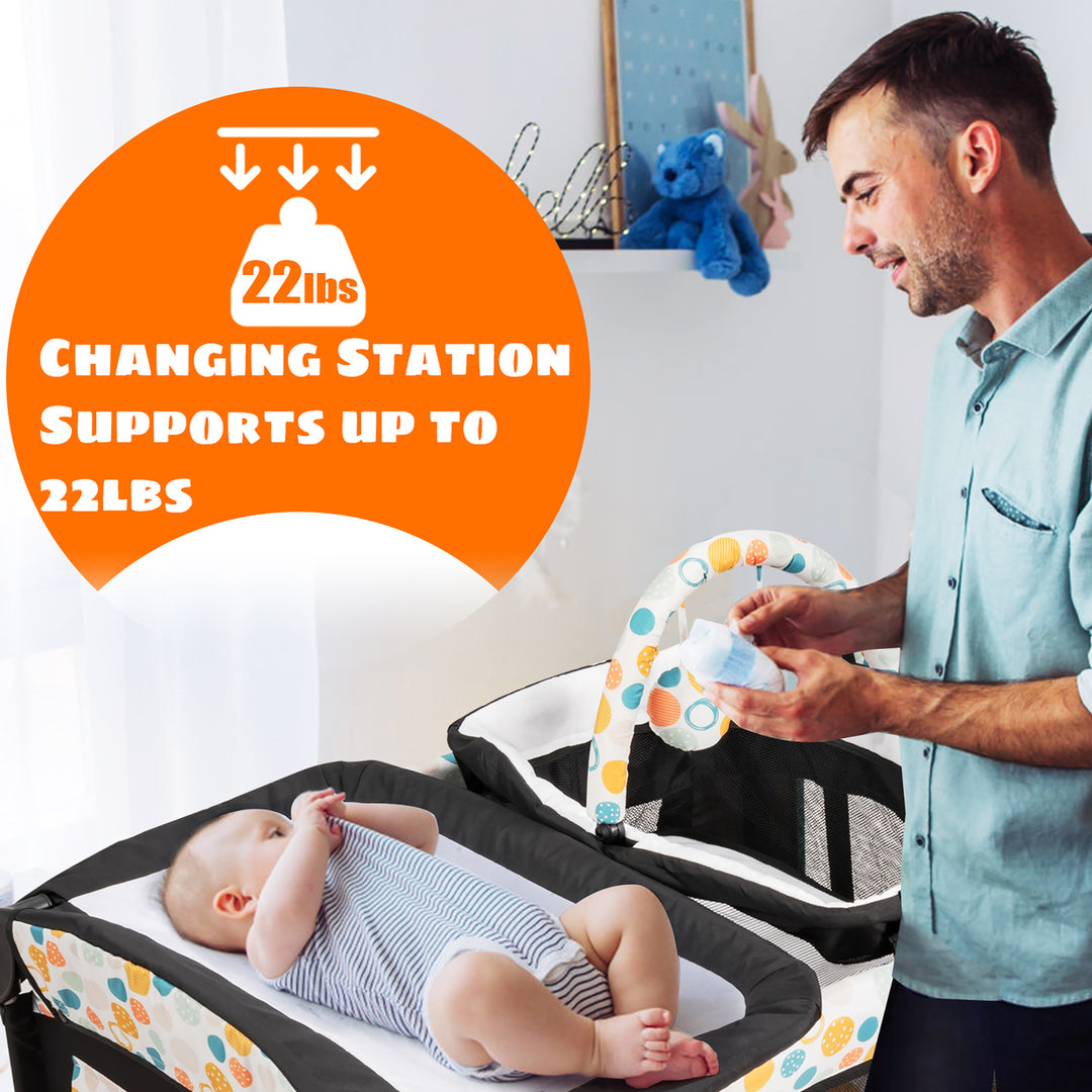 Babyjoy 4-in-1 Convertible Portable Baby Playard Newborn Napper w/ Changing Station Blue Image 4