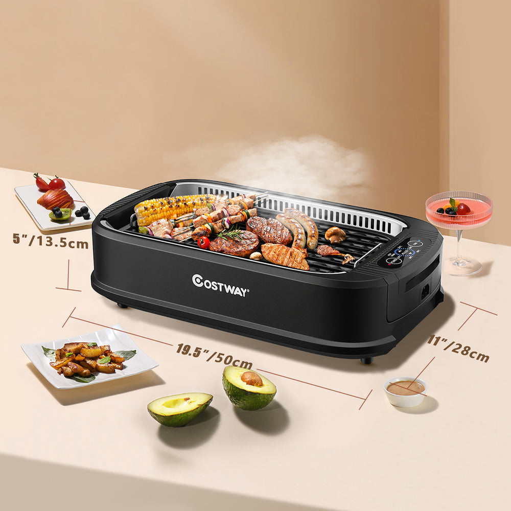 Smokeless Electric Grill Portable Nonstick BBQ w/ Turbo Smoke Extractor Image 2