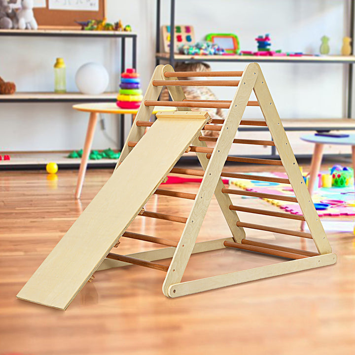 Foldable Wooden Climbing Triangle Indoor Home Climber w/ Ladder for Toddler Baby Image 3