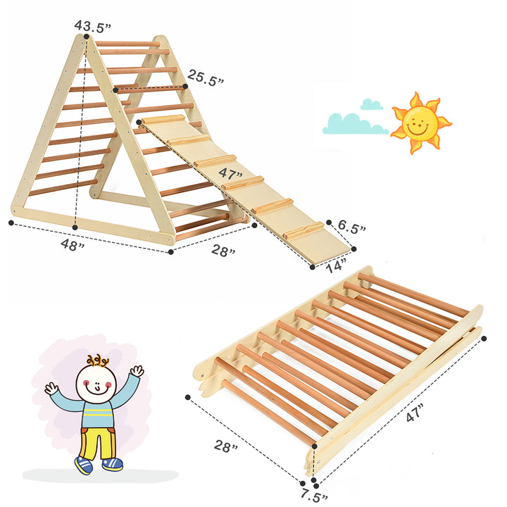 Foldable Wooden Climbing Triangle Indoor Home Climber w/ Ladder for Toddler Baby Image 4