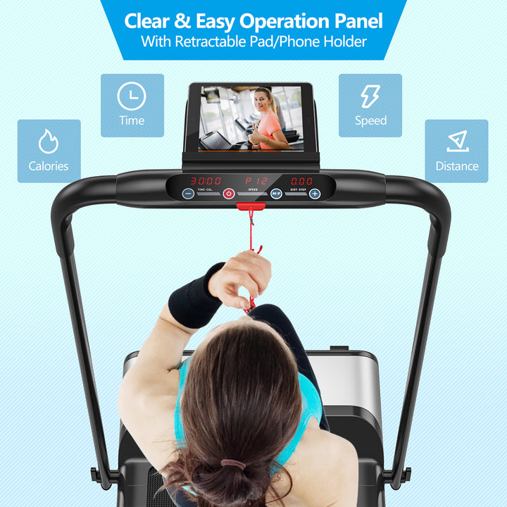 Installation-Free Ultra-Thin Folding Treadmill Exercise Fitness Machine w/5-Layer Image 3