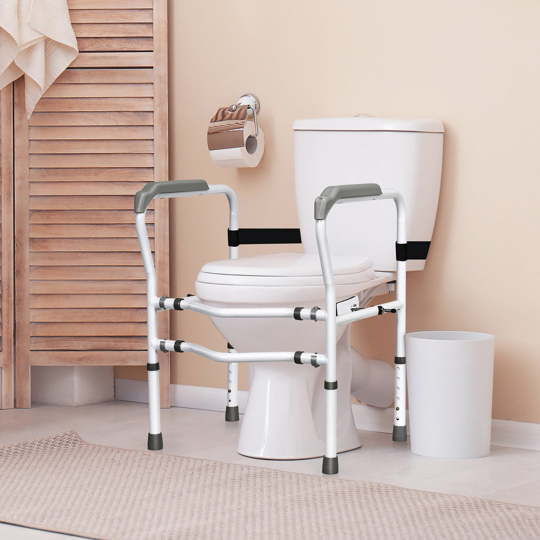 Toilet Safety Frame Stand Alone Toilet Safety Rail w/ Adjustable Height and Width Image 2