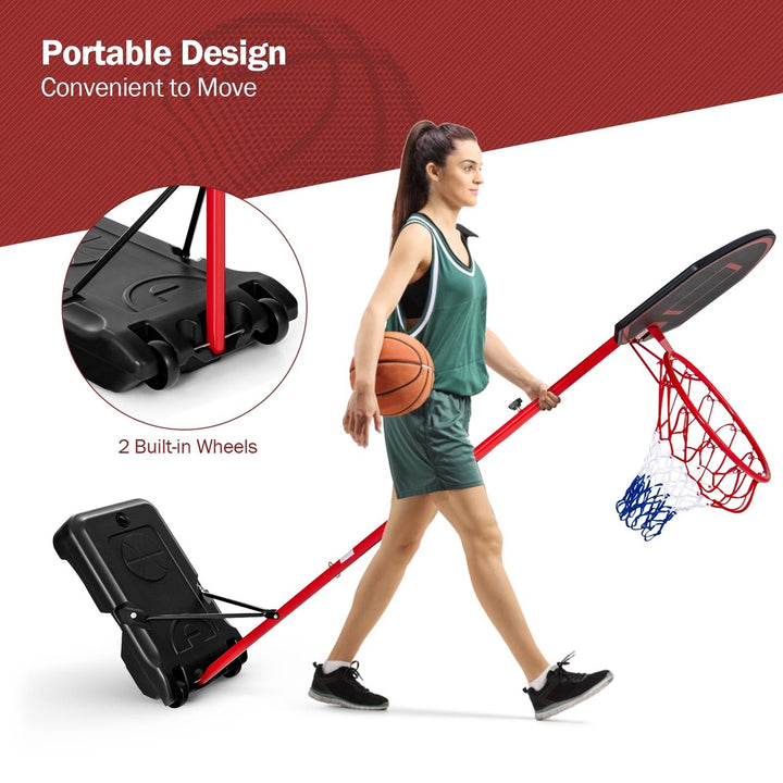 Height-Adjustable Basket Hoop Portable Backboard System Stand with 2 Wheels Fillable Base Weather-Resistant Nylon Net Image 4