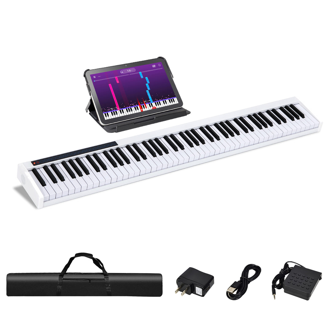 Costway 88 Keys Portable Digital Piano w/ Power Supply Sustain Pedal Image 1