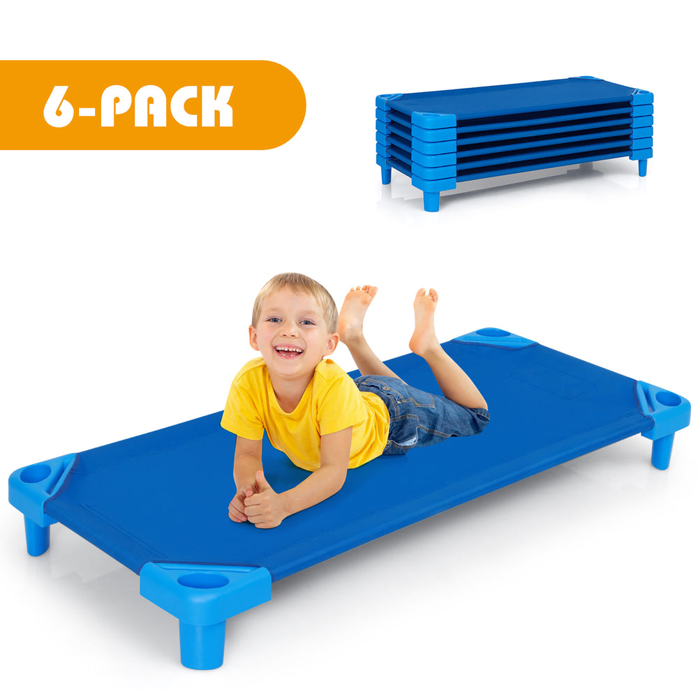 Pack of 6 Kids Stackable Naptime Cot 52'' L x 23'' W Daycare Rest Mat Image 2