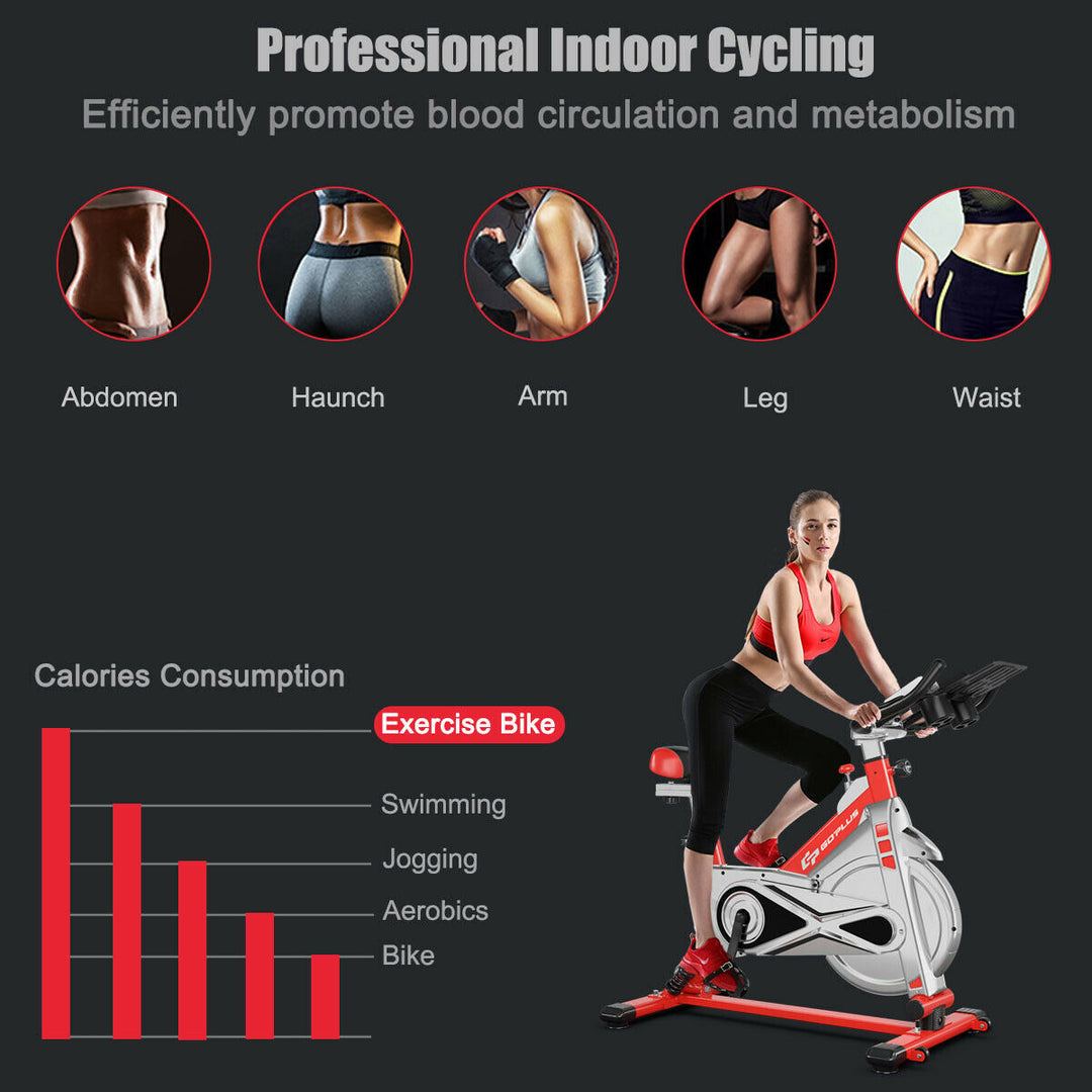 Indoor Stationary Exercise Cycle Bike Bicycle Workout w/ Large Holder Red Image 4