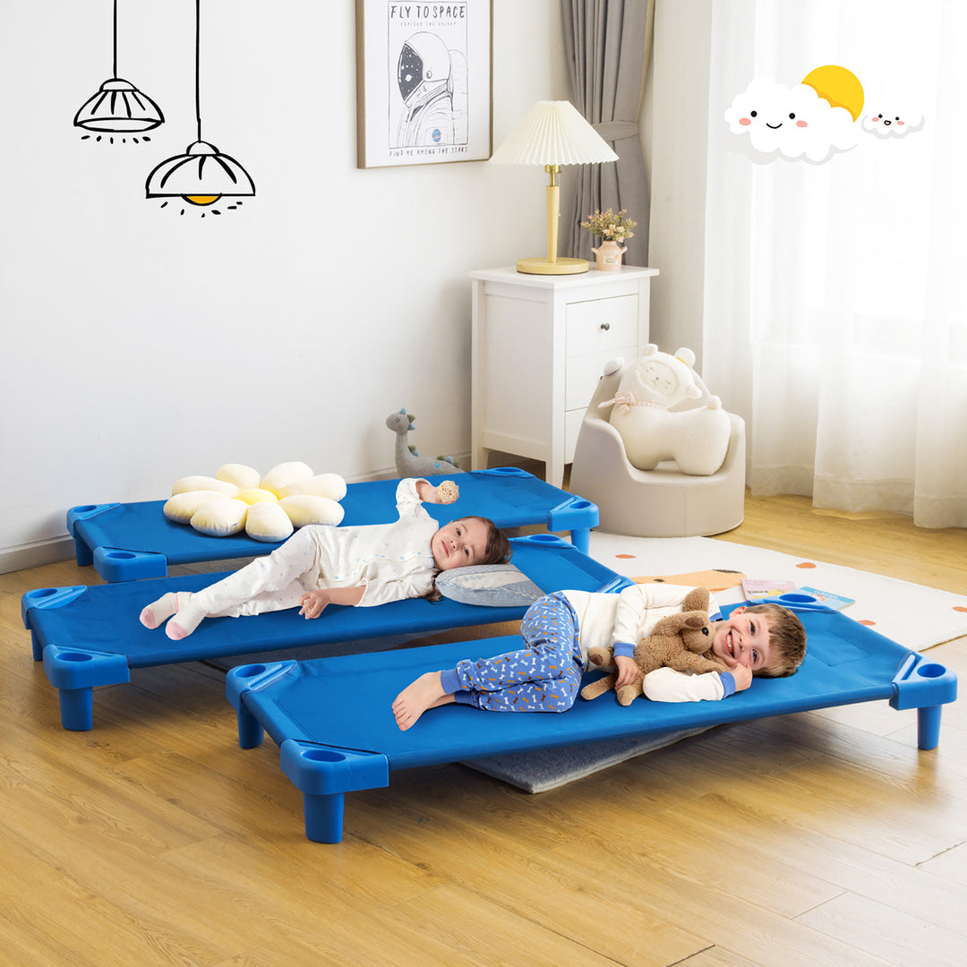 Pack of 6 Kids Stackable Naptime Cot 52'' L x 23'' W Daycare Rest Mat Image 4