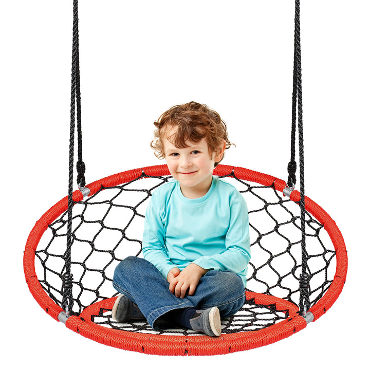 Costway Spider Web Chair Swing w/ Adjustable Hanging Ropes Kids Play Equipment BlueOrange Image 2