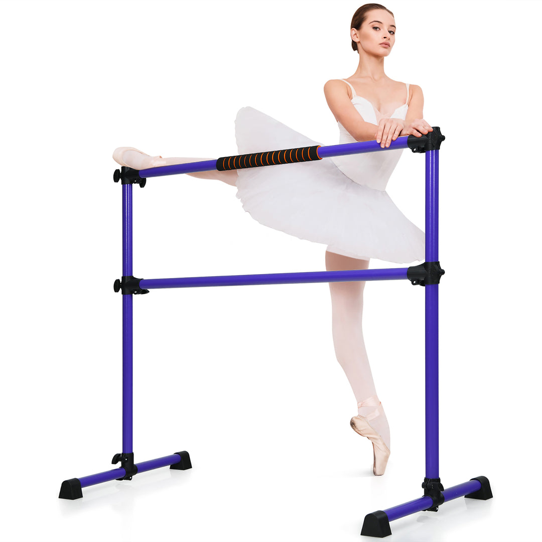 Goplus Portable Ballet Barre 4ft Freestanding Adjustable Double Dance Bar SilverPinkPurple Image 4