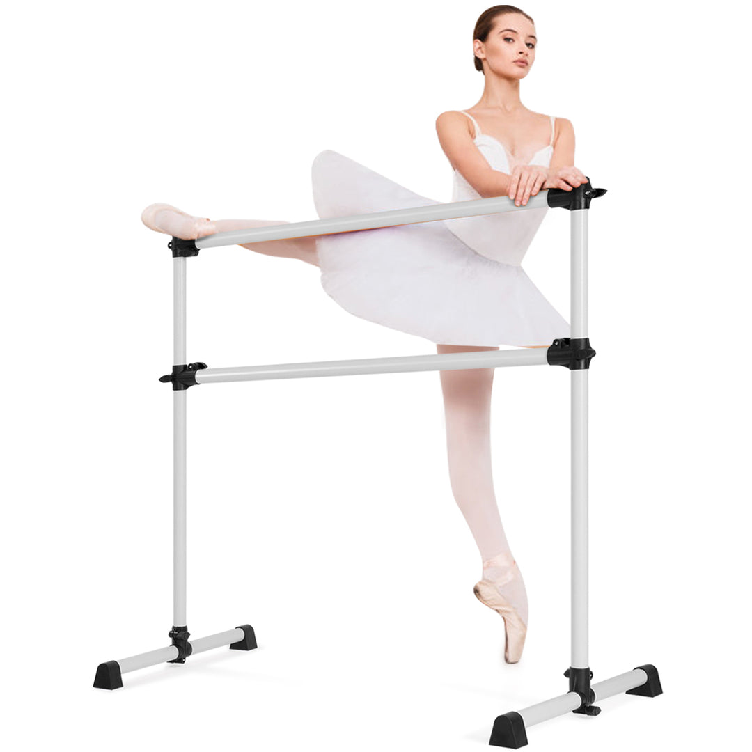 Goplus Portable Ballet Barre 4ft Freestanding Adjustable Double Dance Bar SilverPinkPurple Image 6