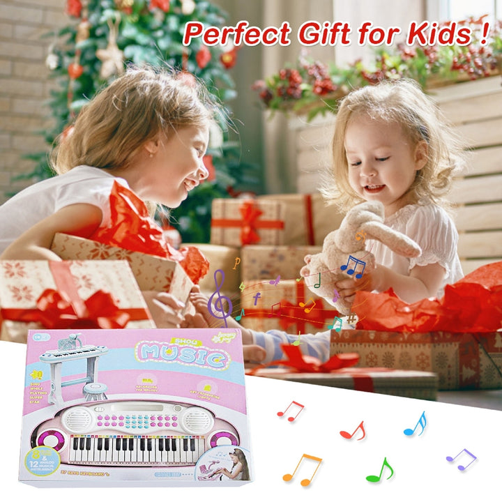 Costway 37-Key Kids Piano Keyboard Playset Electronic Organ Light BluePink Image 2