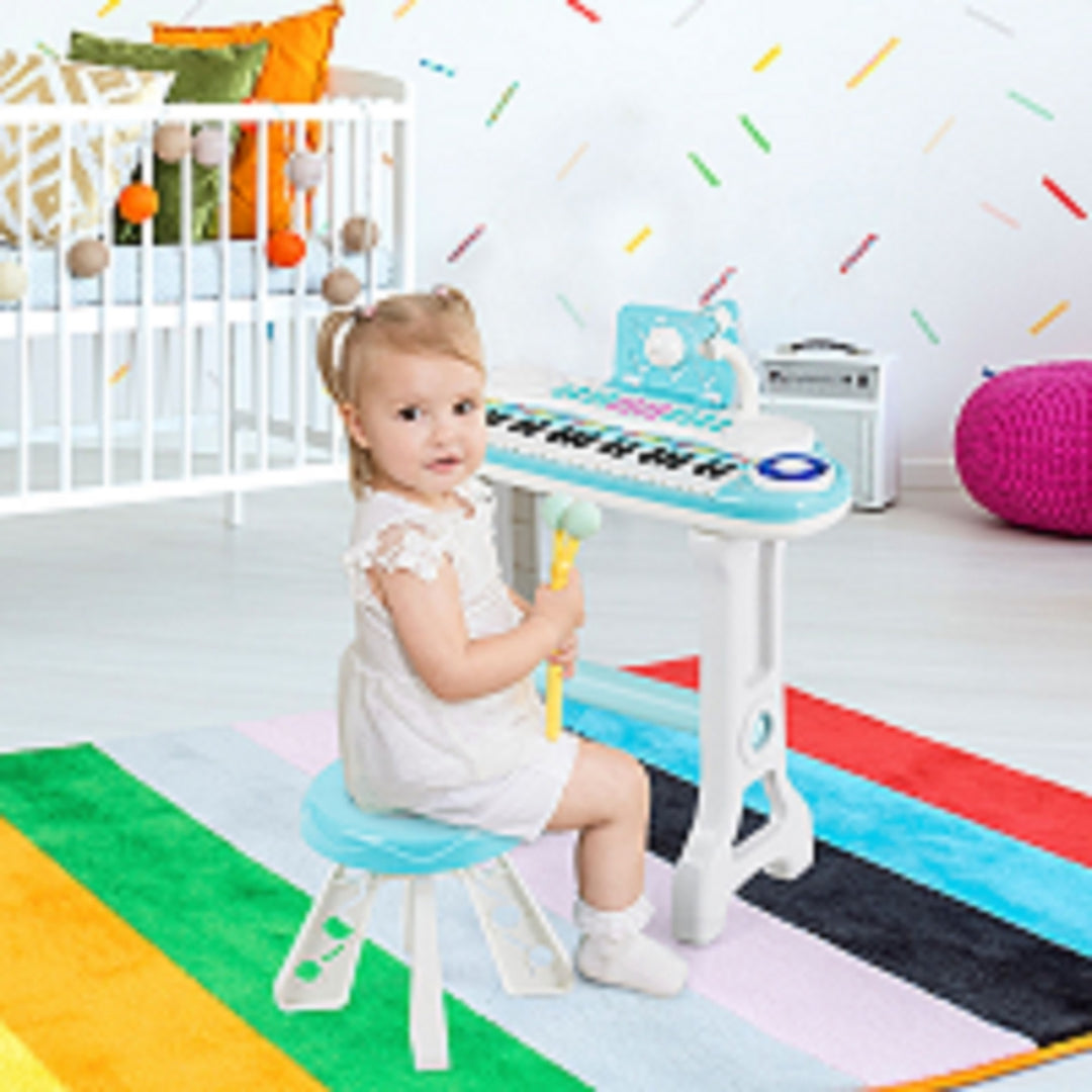 Costway 37-Key Kids Piano Keyboard Playset Electronic Organ Light BluePink Image 3