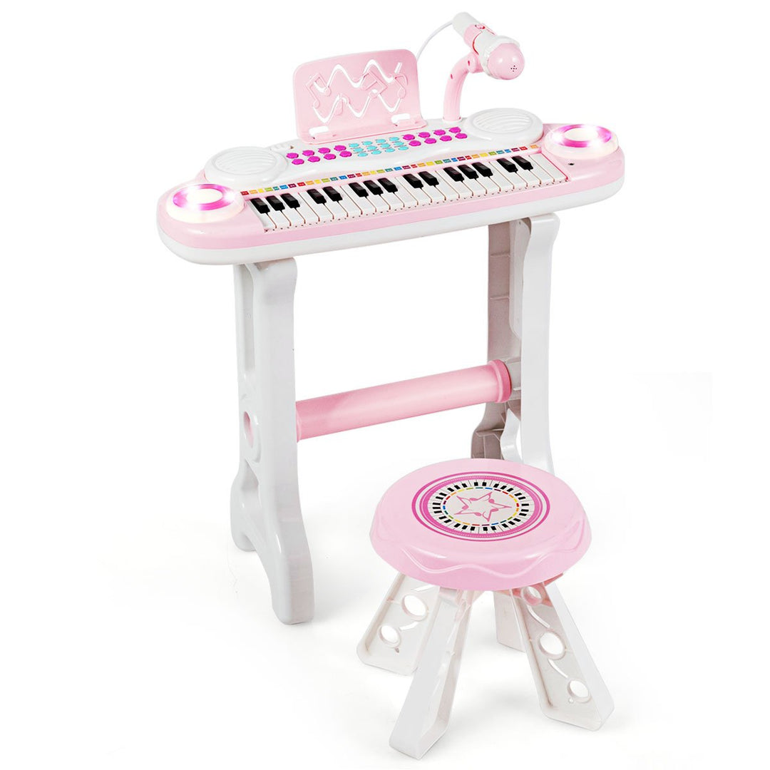 Costway 37-Key Kids Piano Keyboard Playset Electronic Organ Light BluePink Image 4