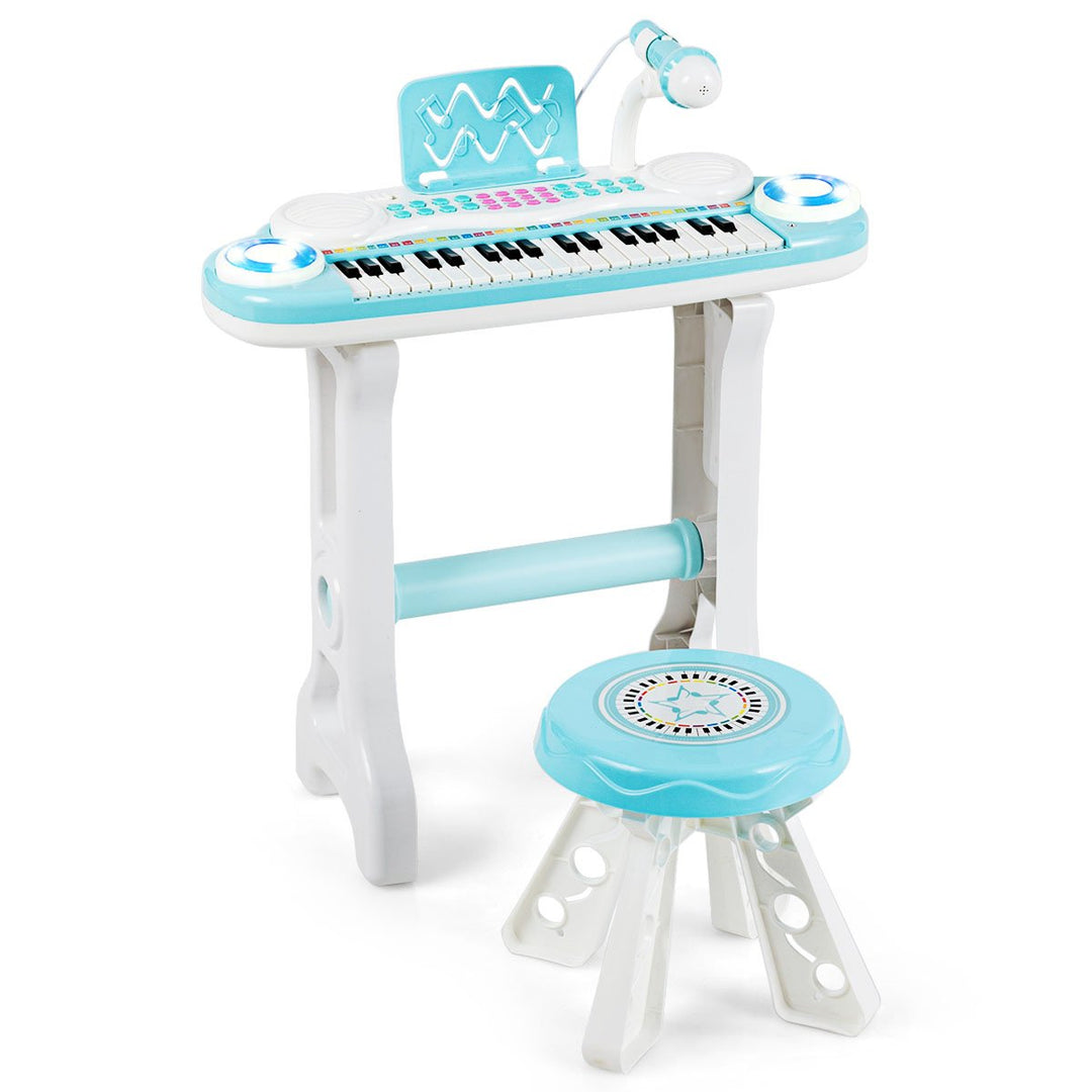 Costway 37-Key Kids Piano Keyboard Playset Electronic Organ Light BluePink Image 4