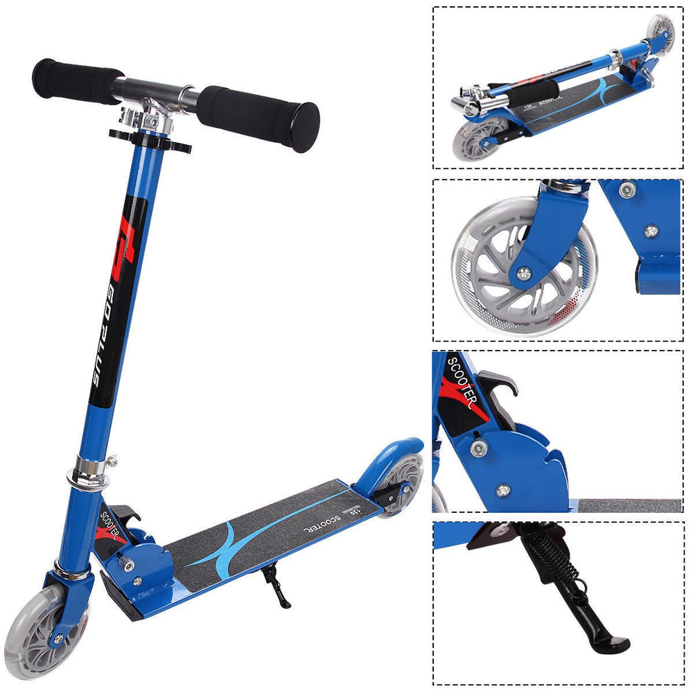 Goplus Folding Aluminum 2 Wheel Kids Kick Scooter Adjustable Height LED Light Up Image 2