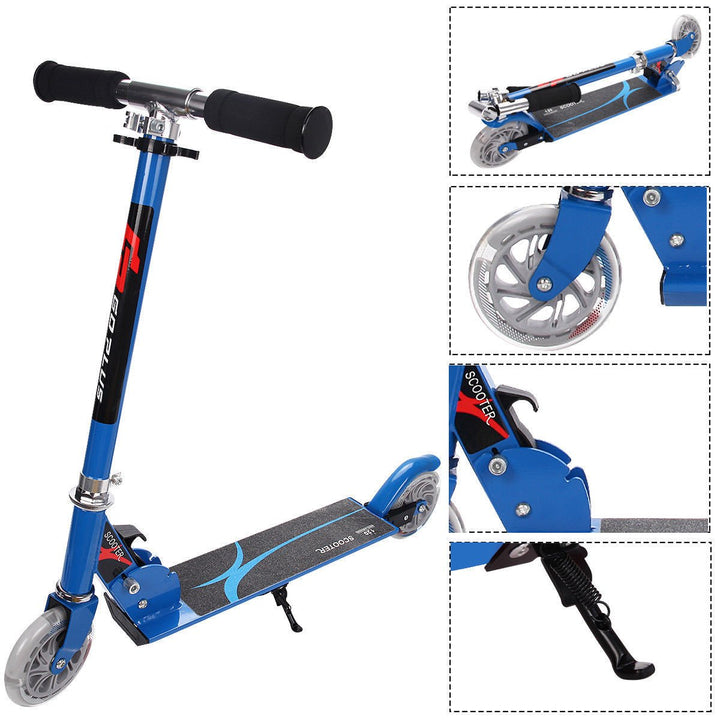 Goplus Folding Aluminum 2 Wheel Kids Kick Scooter Adjustable Height LED Light Up Image 2