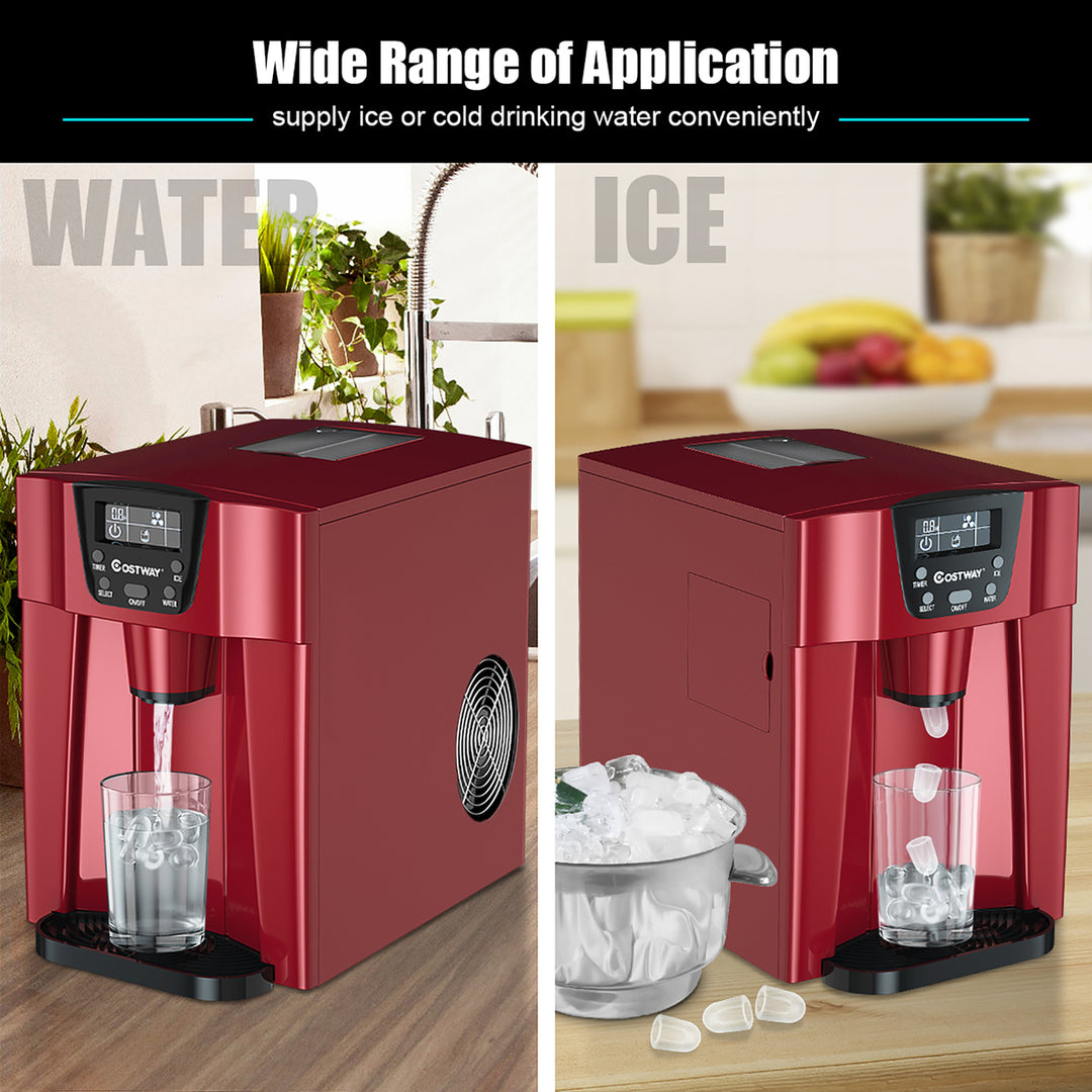 Costway 2 In 1 Ice Maker Water Dispenser Countertop 36Lbs/24H LCD Display Portable Image 3