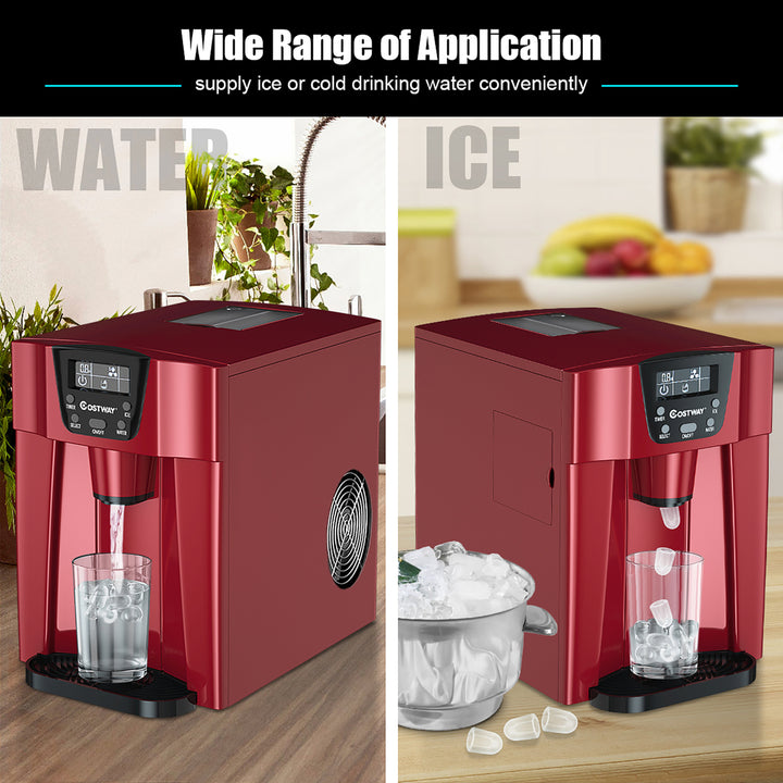 Costway 2 In 1 Ice Maker Water Dispenser Countertop 36Lbs/24H LCD Display Portable Image 3