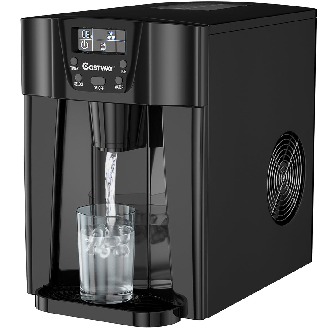 Costway 2 In 1 Ice Maker Water Dispenser Countertop 36Lbs/24H LCD Display Portable Image 4