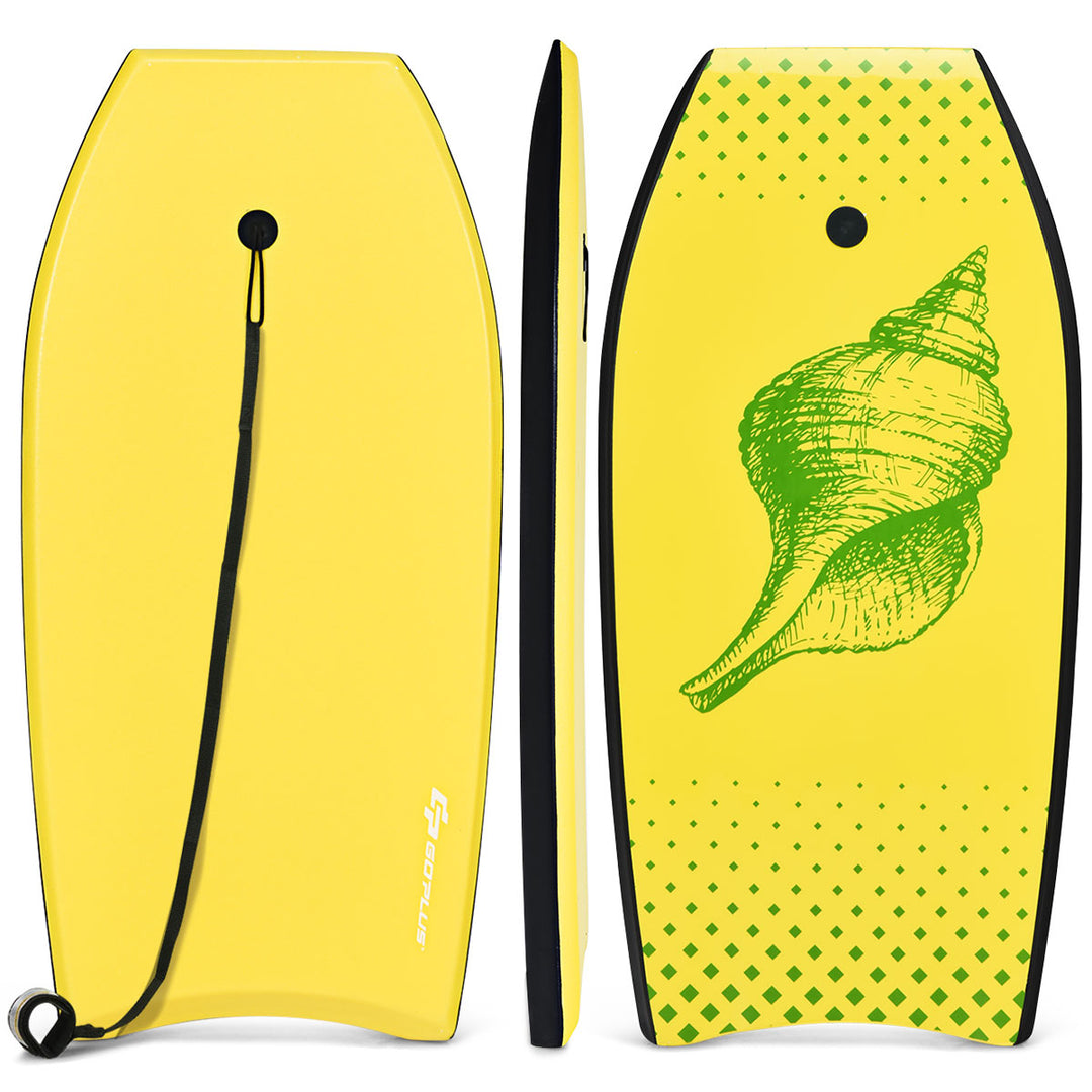 Goplus 41/37 Super Lightweight Bodyboard Surfing W/Leash EPS Core Boarding IXPE Yellow Image 7