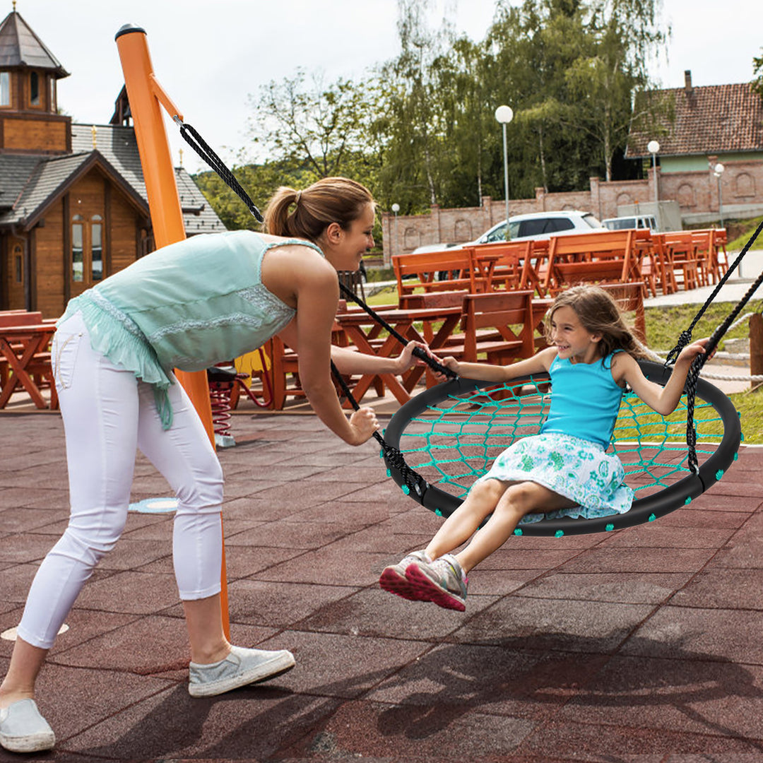 Costway 40 Spider Web Tree Swing Set w/ Adjustable Hanging Ropes Kids Play Set BlueGreenOrange Image 2