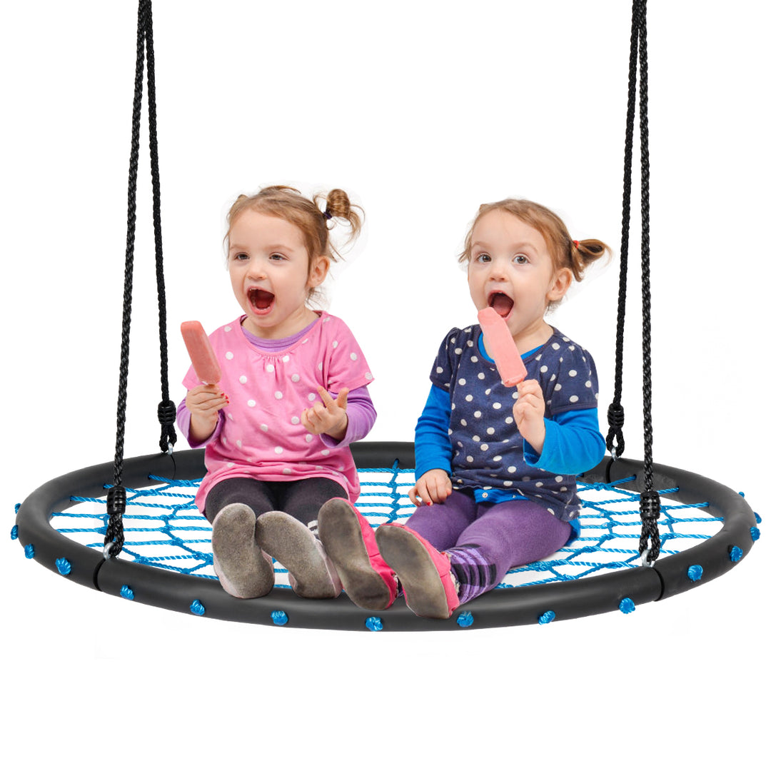 Costway 40 Spider Web Tree Swing Set w/ Adjustable Hanging Ropes Kids Play Set BlueGreenOrange Image 4