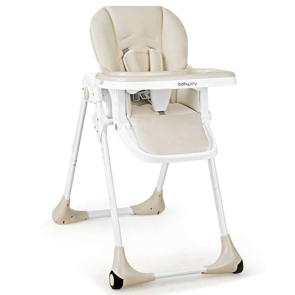 Baby Foldable Convertible High Chair w/Wheels Adjustable Height Recline Image 2