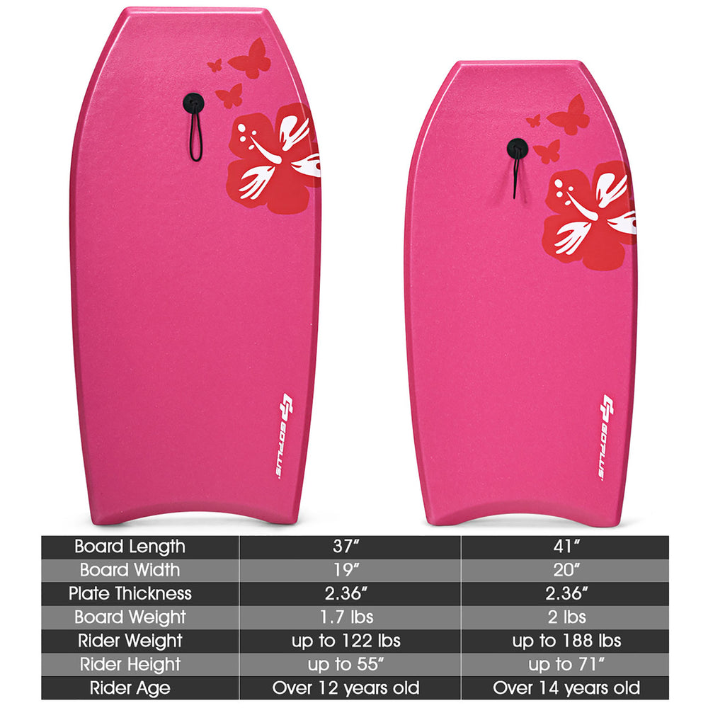 Goplus 41/37 Super Lightweight Bodyboard Surfing W/Leash EPS Core Boarding IXPE Pink Image 2