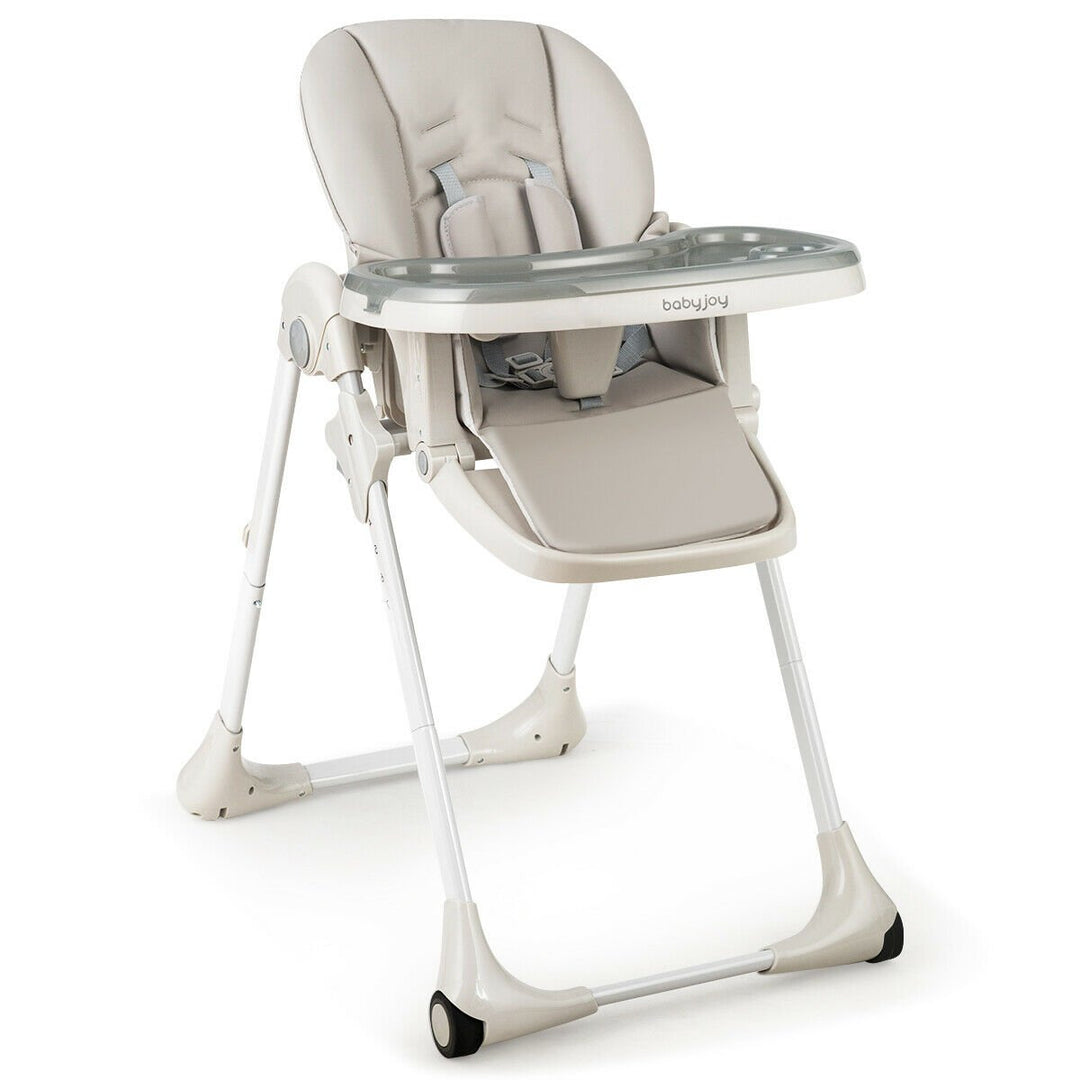 Baby Foldable Convertible High Chair w/Wheels Adjustable Height Recline Image 1