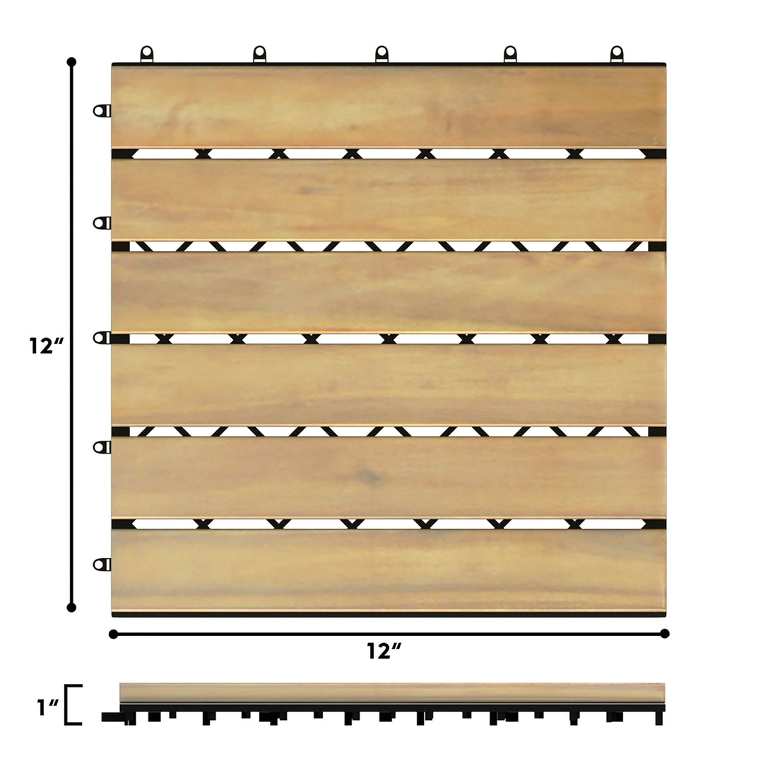 Costway 12 x 12 Acacia Wood Deck Patio Pavers Stripe Pattern Image 2