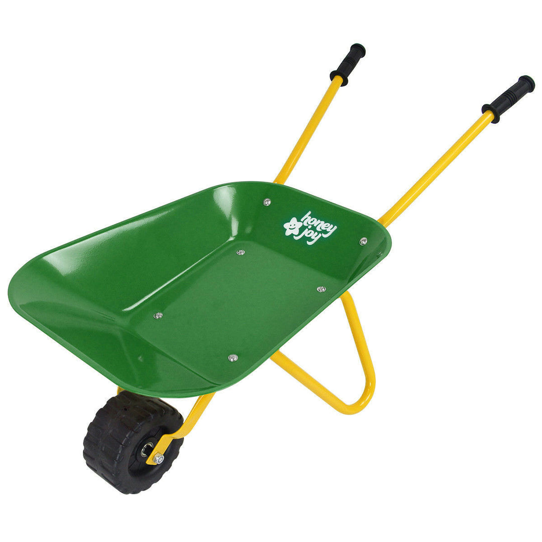 Costway Steel Wheelbarrow for Kids Red/Green Image 3