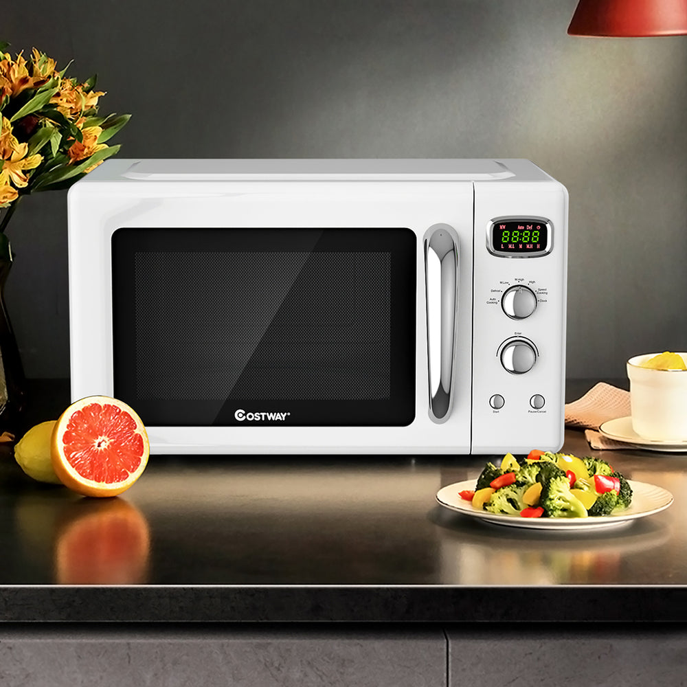 Costway 0.9Cu.ft. Retro Countertop Compact Microwave Oven 900W 8 Cooking Settings BlackGreenWhite Image 2