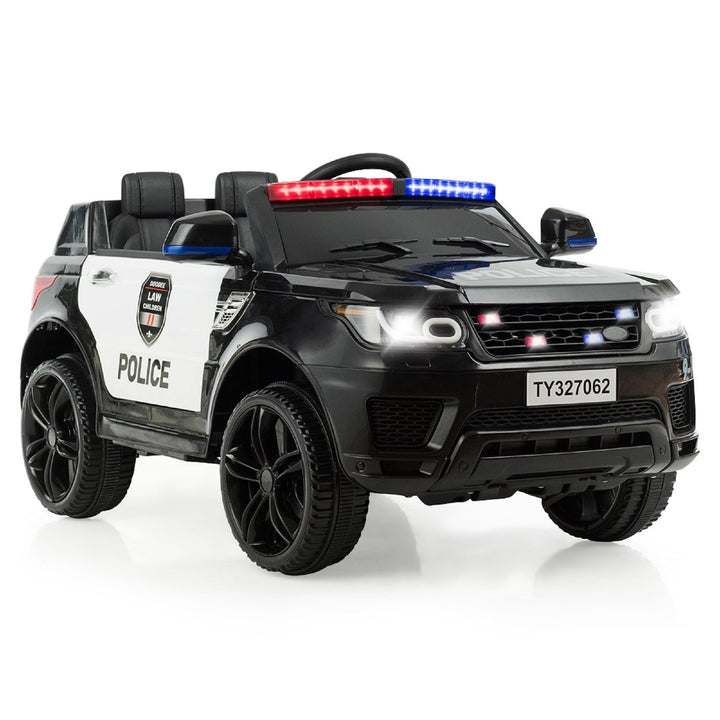 Kids 12V Electric Ride On Car Police Car with Remote Control BlackWhite Image 2