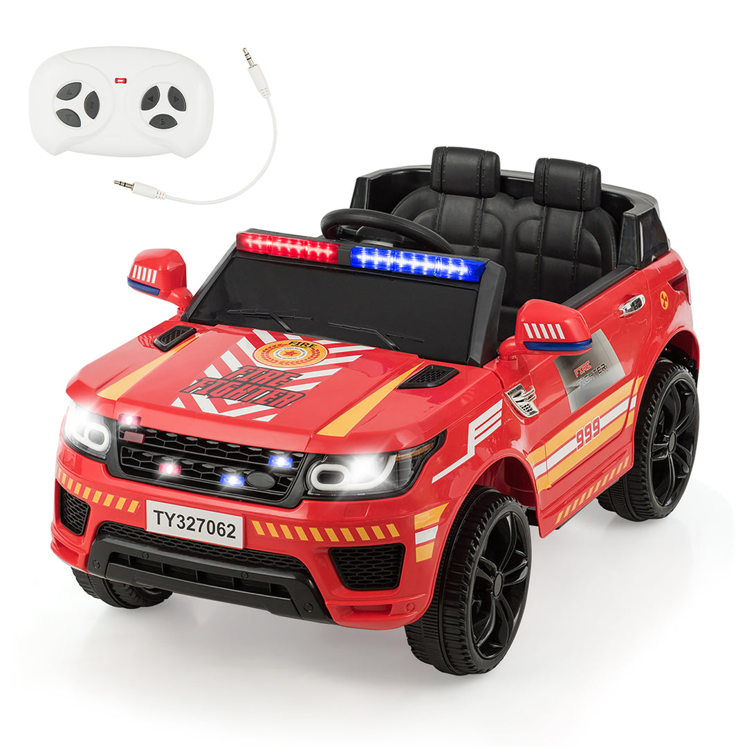 Kids 12V Electric Ride On Car Police Car with Remote Control BlackWhite Image 3