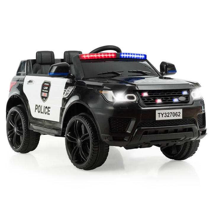 Kids 12V Electric Ride On Car Police Car with Remote Control BlackWhite Image 4