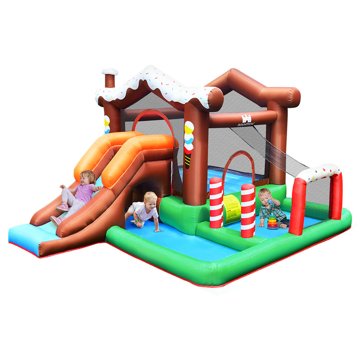 Costway Inflatable Bouncer Snow House Jump ClimbingSlide Ball Pit w/ tunnel and Blower Image 3