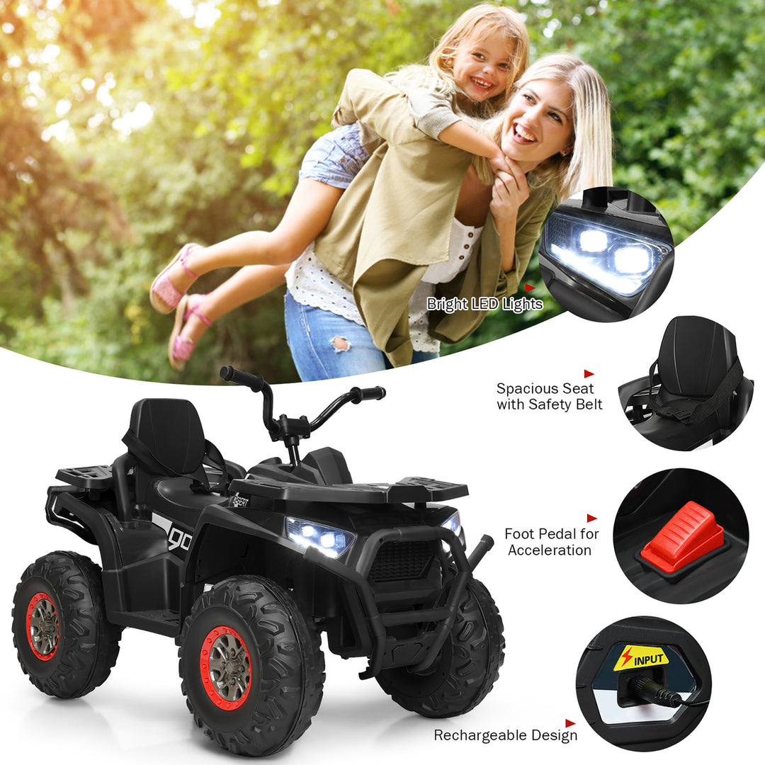 Costway 12V Kids Electric 4-Wheeler ATV Quad 2 Speeds Ride On Car w/MP3andLED Lights Image 2