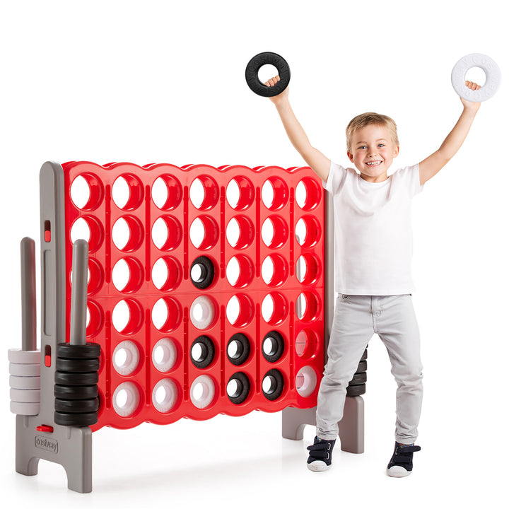 Costway Jumbo 4-to-Score 4 in A Row Giant Game Set Outdoor Indoor Kids Adults Family Fun Red\Black Image 3