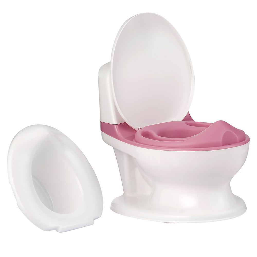 Kids Realistic Potty Training Transition Toilet w/ Flushing Sound Lighting Pink\ Blue\Gray Image 2